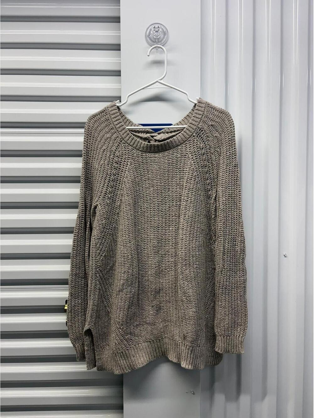 Aerie Women’s Medium Beige Aerie Sweater Braided Back Detail Knit Pullover